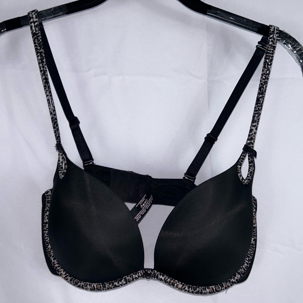 Victoria's Secret Bra Sexy Little Things Push Up Leopard Trim Demi Underwire Bra